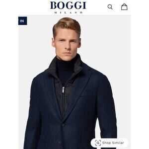 Bottoli Navy Wool Blazer Jacket With Detachable Brown Bib size 36 R